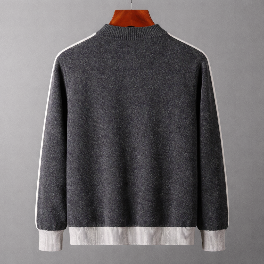 Men's Knit Zip-Up Jacket with Contrast Sleeves