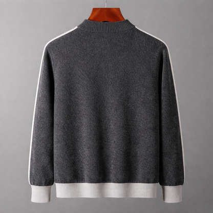Men's Knit Zip-Up Jacket with Contrast Sleeves