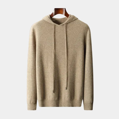 Men's Fine Knit Hooded Sweater with Drawstring