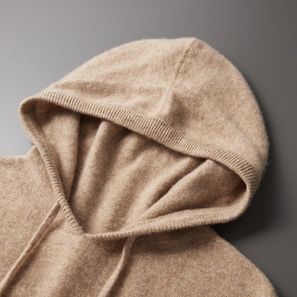 Men's Fine Knit Hooded Sweater with Drawstring