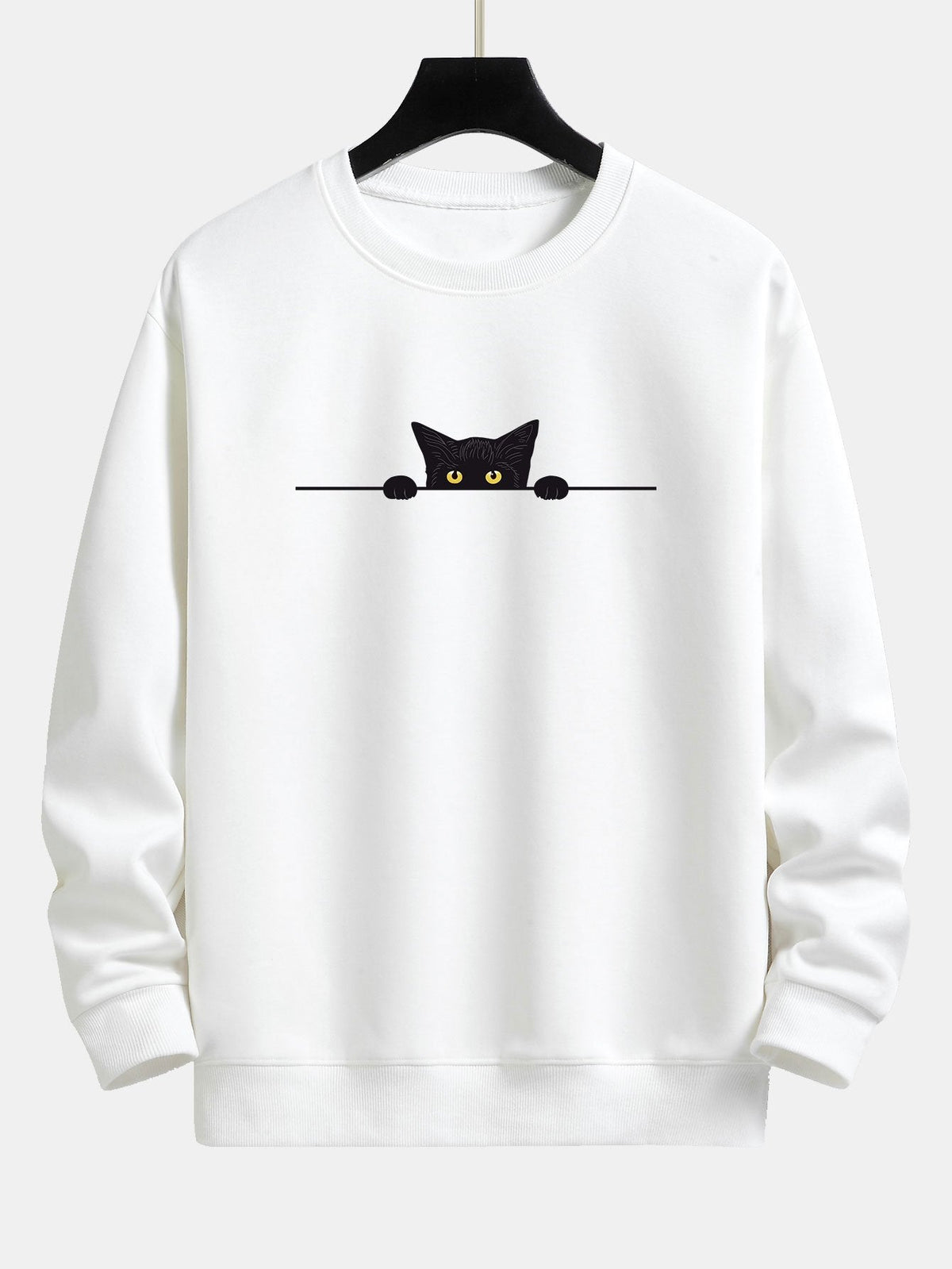 Men's Crewneck Sweatshirt with Cat Graphic