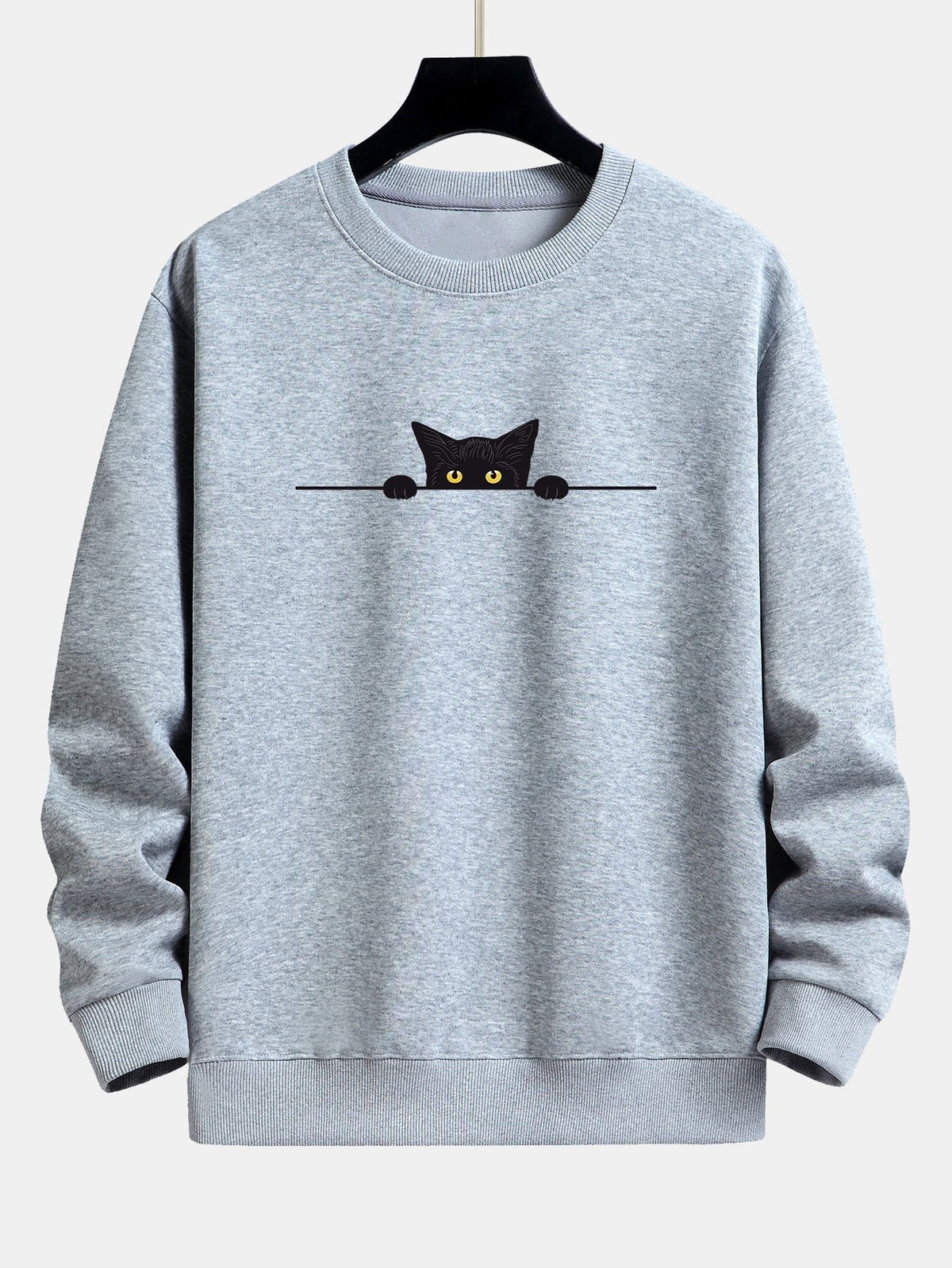 Men's Crewneck Sweatshirt with Cat Graphic