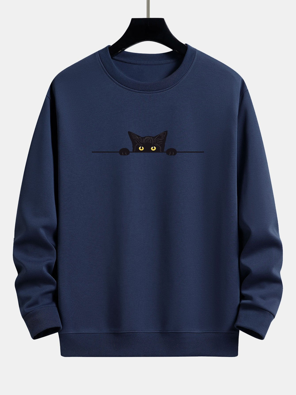 Men's Crewneck Sweatshirt with Cat Graphic