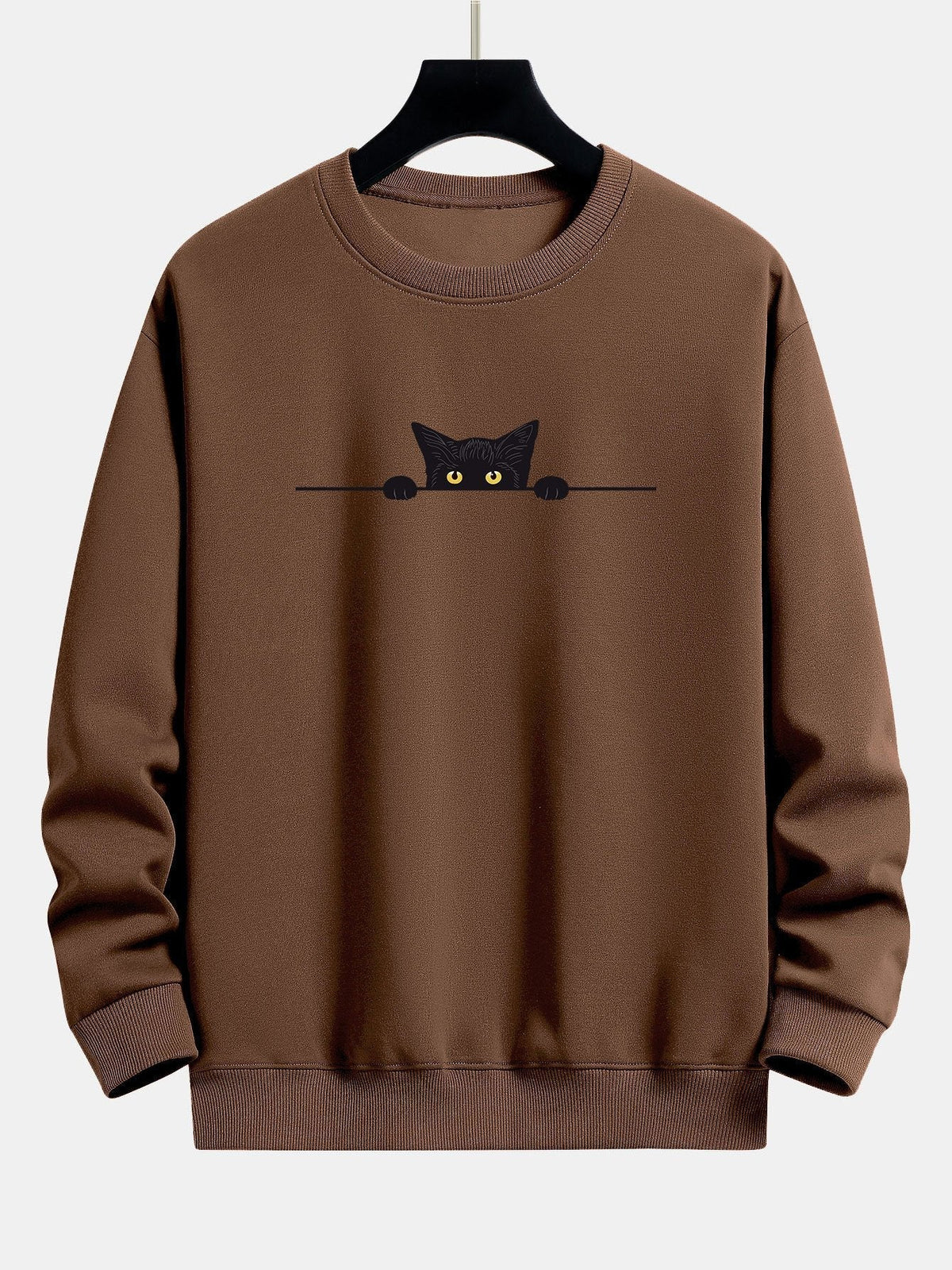 Men's Crewneck Sweatshirt with Cat Graphic