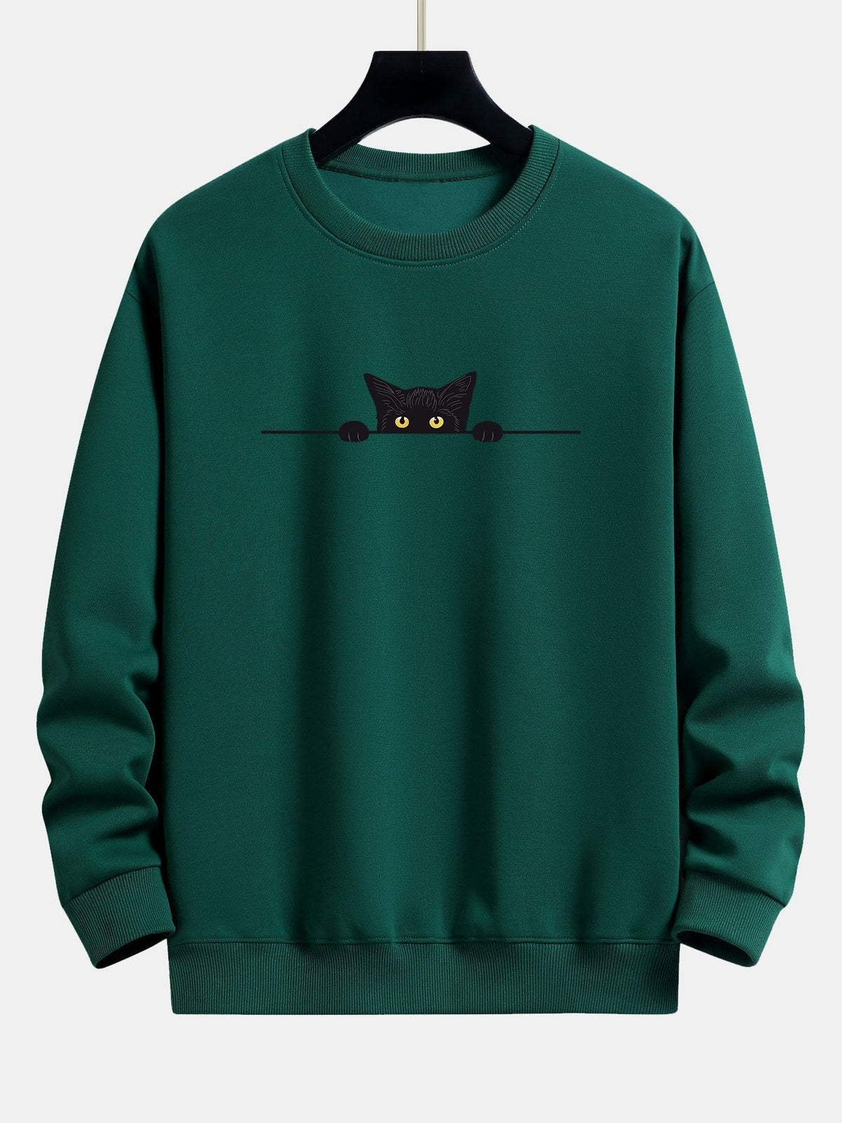 Men's Crewneck Sweatshirt with Cat Graphic