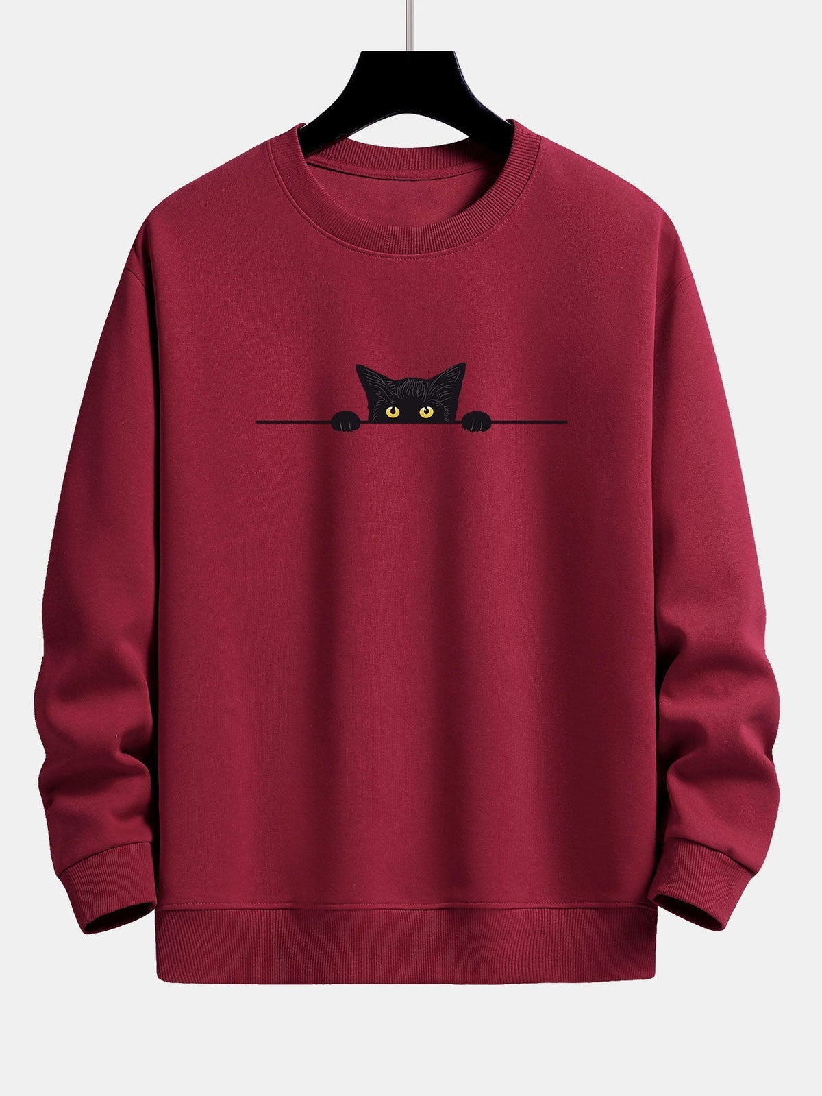 Men's Crewneck Sweatshirt with Cat Graphic