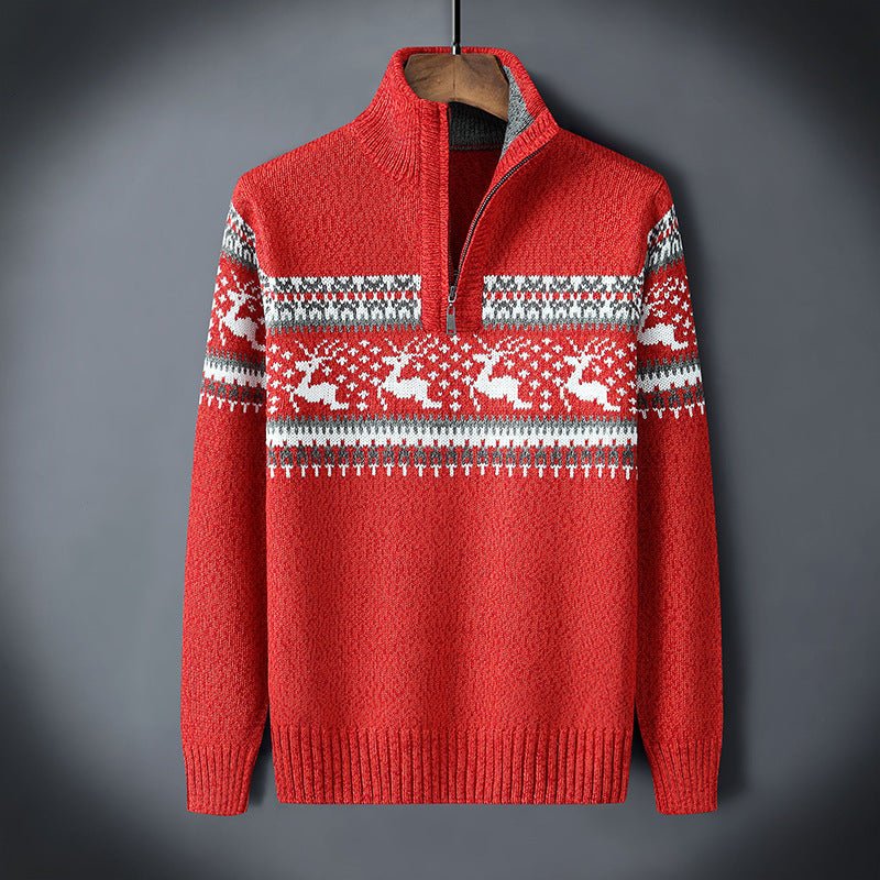 Men's Quarter-Zip Sweater – Fair Isle Motif
