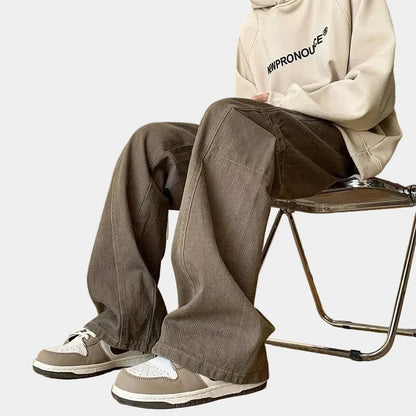 Men's Wide-Leg Denim Jeans with Side Pocket