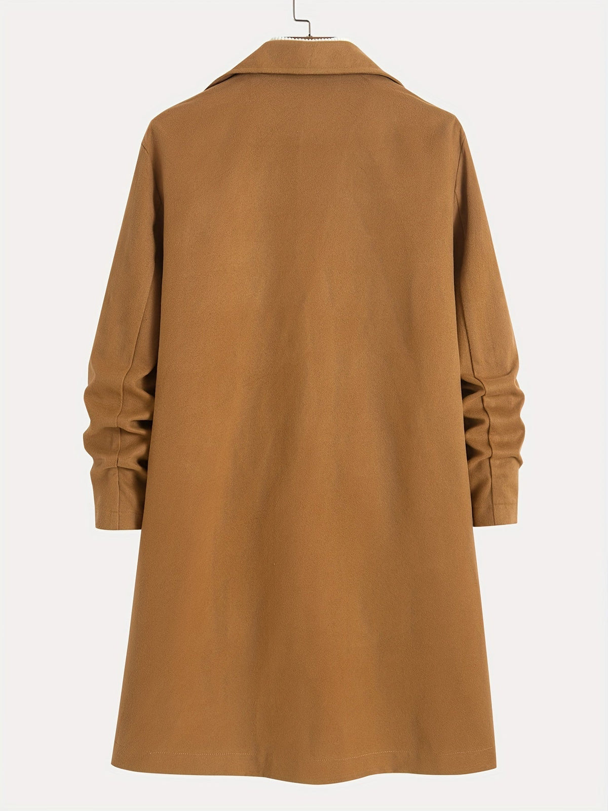 Men's Long Coat with Lapel Collar and Pockets