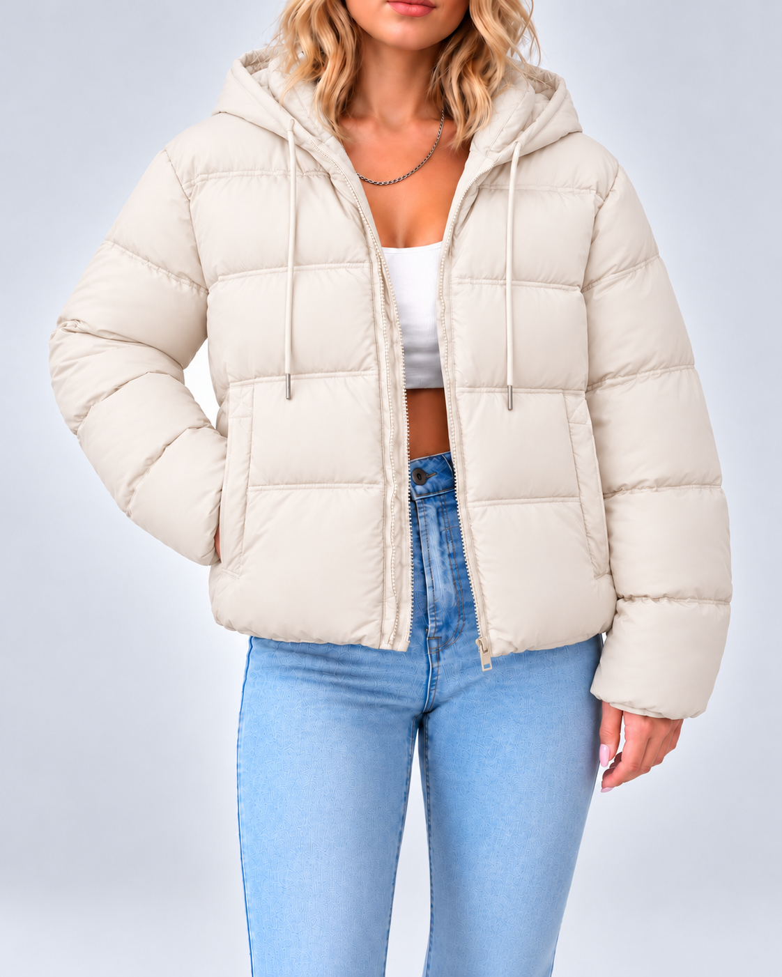 Women's Puffer Jacket – Hooded, Quilted Zip-Up