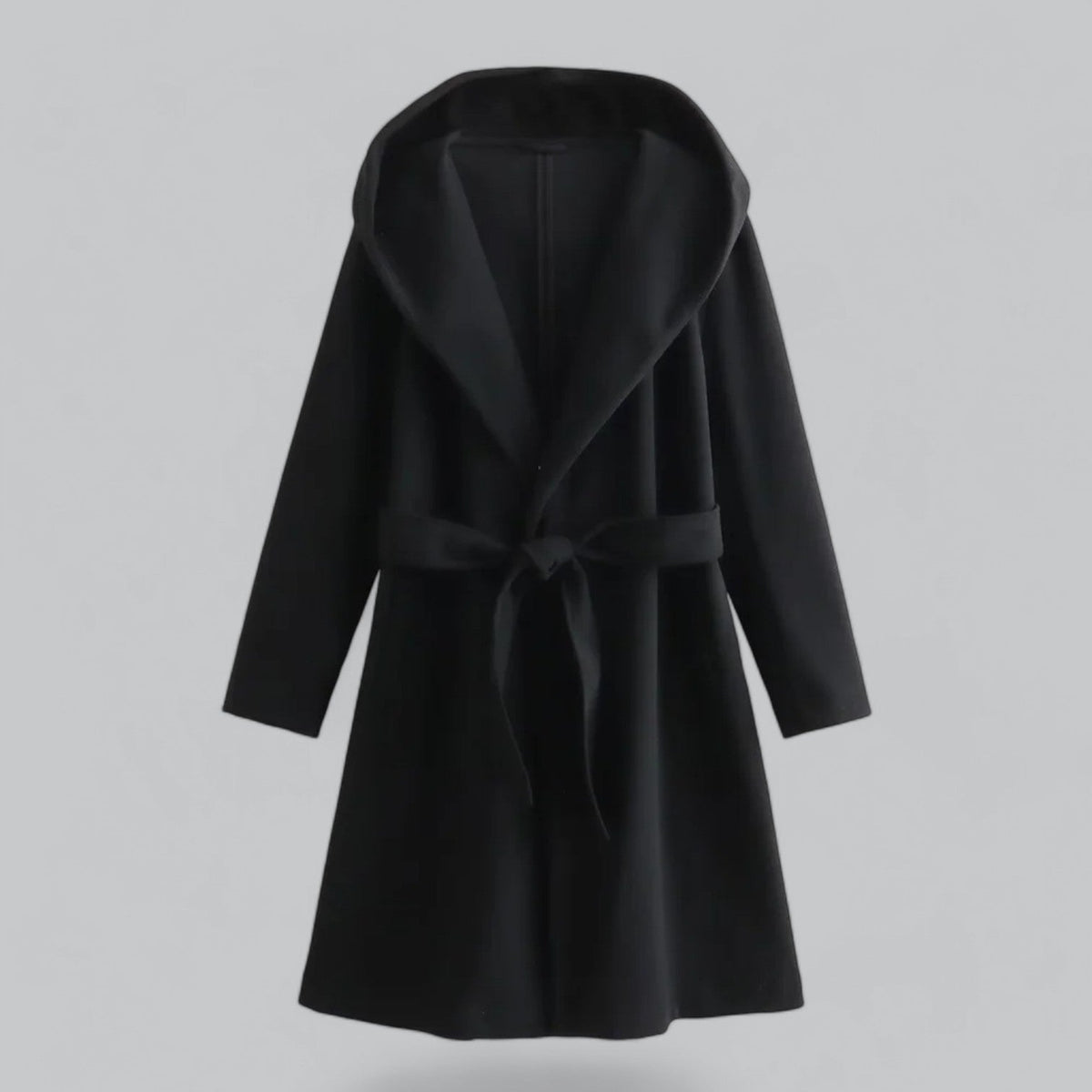 Women's Wool Coat – Hooded, Belted, Knee-Length