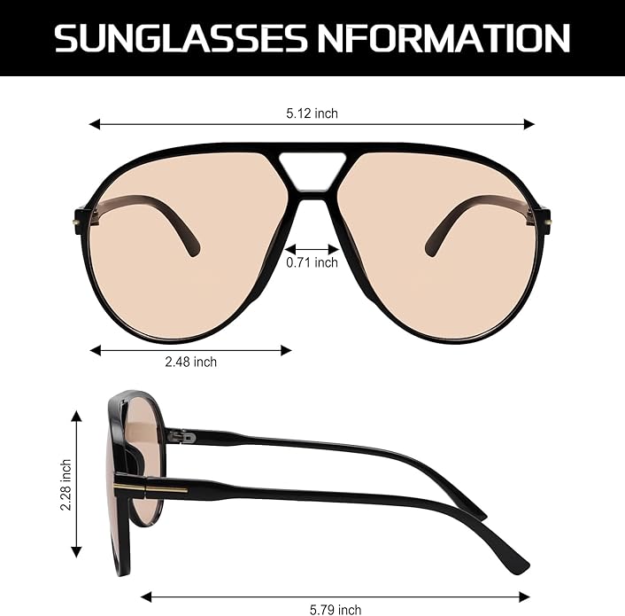 Lightweight unisex aviator sunglasses – oversized square lenses, lightweight frame, for summer 2025 3