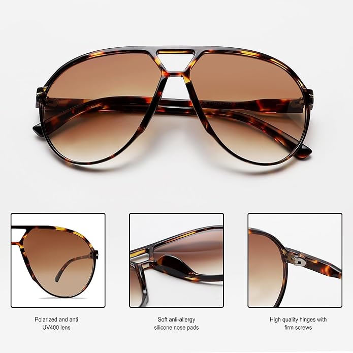 Lightweight unisex aviator sunglasses – oversized square lenses, lightweight frame, for summer 2025 6