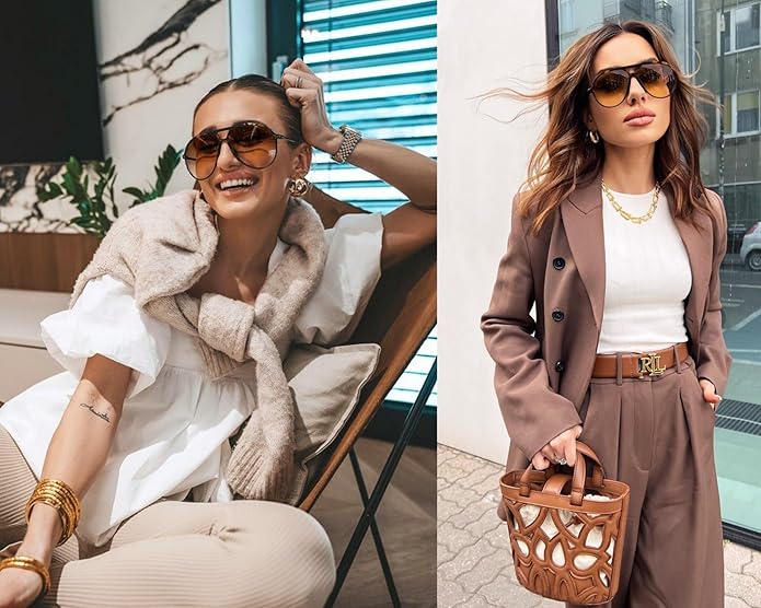 Lightweight unisex aviator sunglasses – oversized square lenses, lightweight frame, for summer 2025 7
