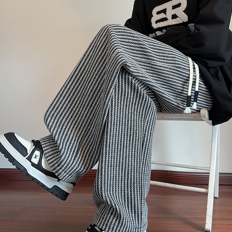 Women's Wide-Leg Sweatpants – Herringbone, Drawstring