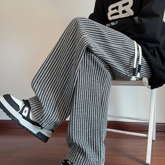 Women's Wide-Leg Sweatpants – Herringbone, Drawstring