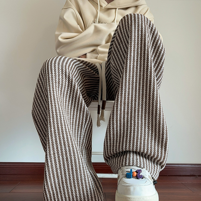 Women's Wide-Leg Sweatpants – Herringbone, Drawstring