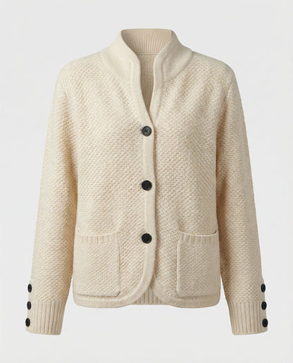 Women's Cashmere Cardigan – Button Front, Honeycomb Knit