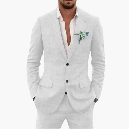 Men's Wedding Two Piece Suit with Notched Lapel and Button Closure 0