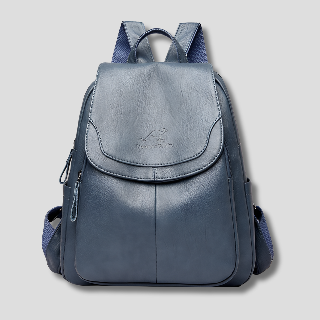 Nora Leather Backpack | Women's Anti-Theft, Embossed Detail 1