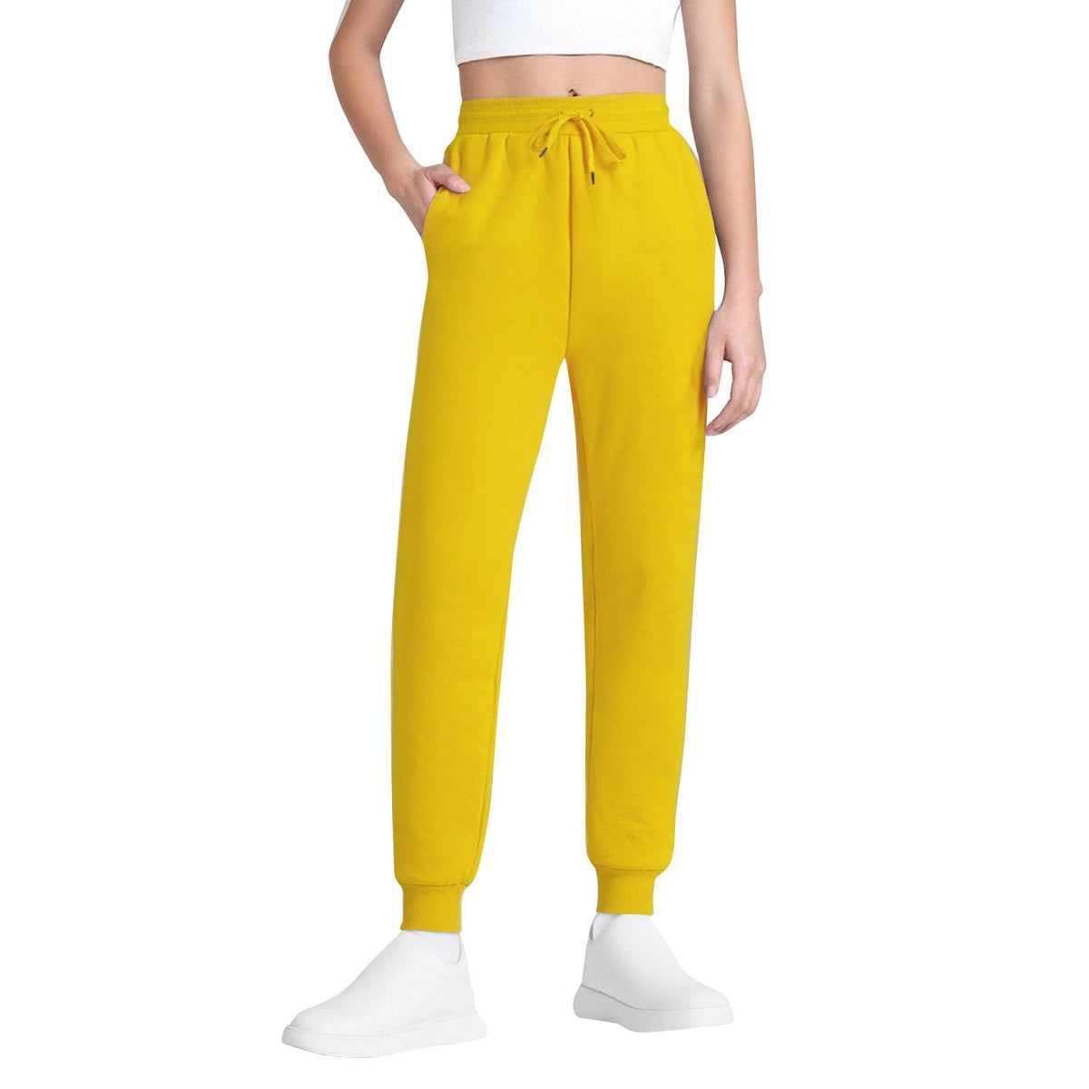 Women's Joggers – High-Waisted, Drawstring, Soft Cotton Blend