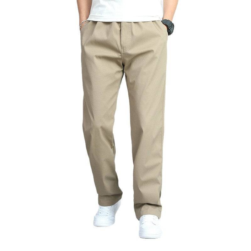 Men's Cotton Chino Pants – Elastic Waistband, Woven Fabric