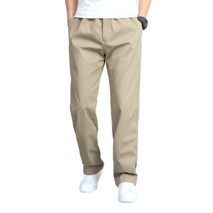 Men's Cotton Chino Pants – Elastic Waistband, Woven Fabric