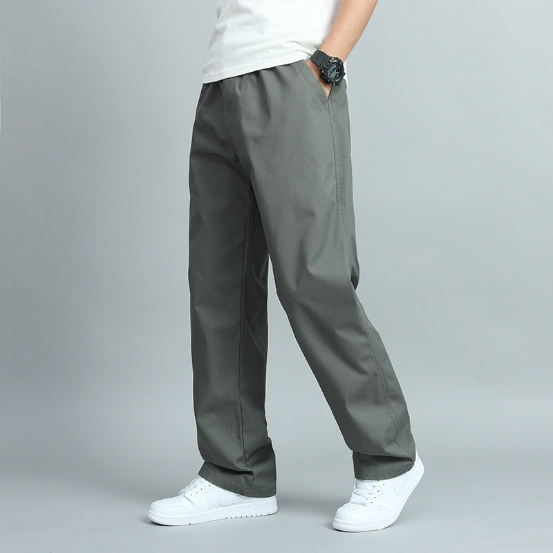 Men's Cotton Chino Pants – Elastic Waistband, Woven Fabric