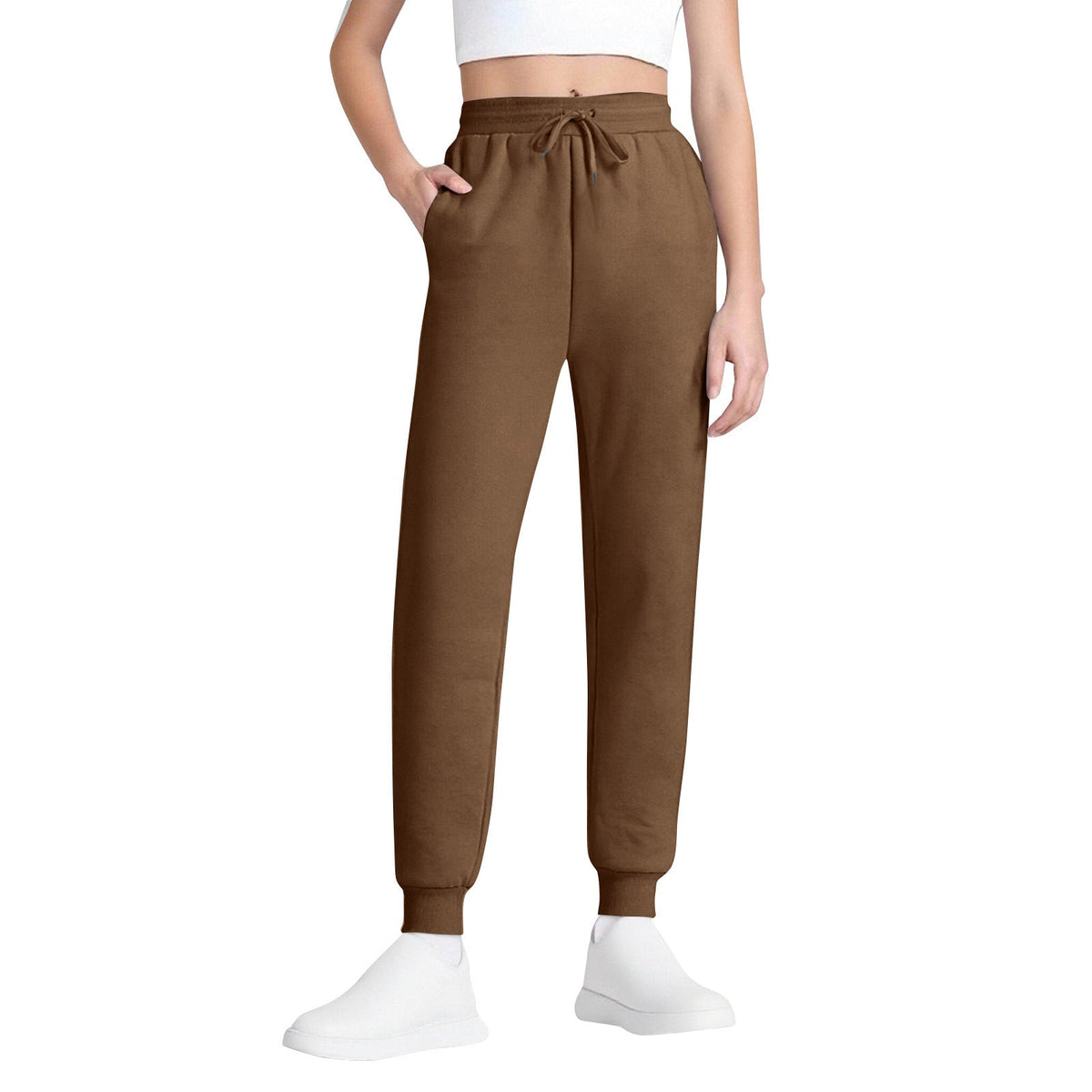 Women's Joggers – High-Waisted, Drawstring, Soft Cotton Blend