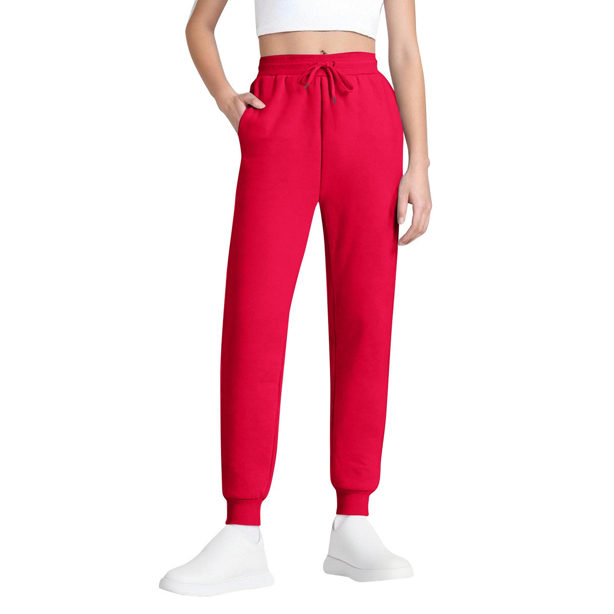 Women's Joggers – High-Waisted, Drawstring, Soft Cotton Blend