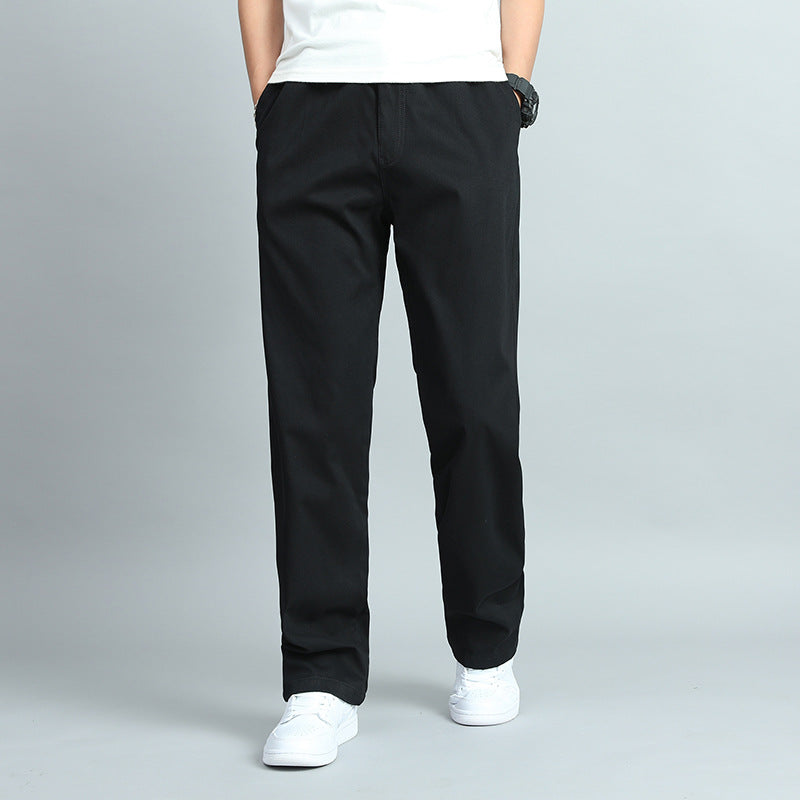 Men's Cotton Chino Pants – Elastic Waistband, Woven Fabric