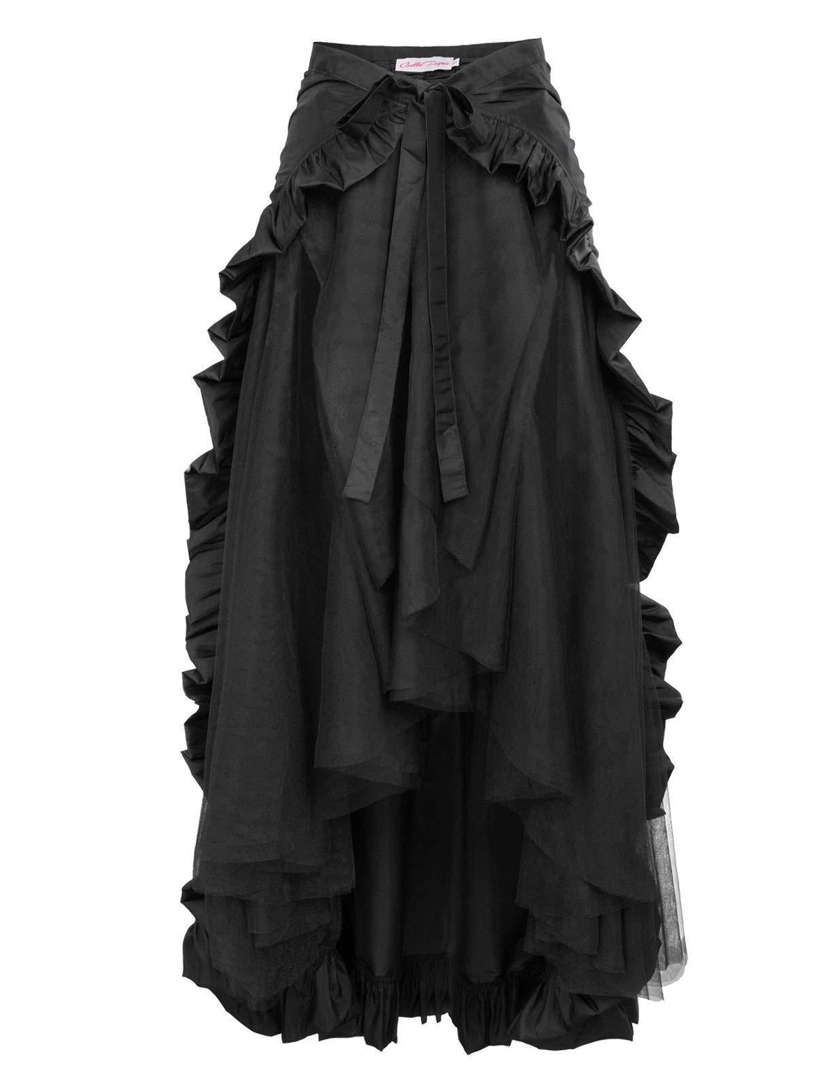 Women's Maxi Skirt – Asymmetrical Layered Ruffle, High Waist