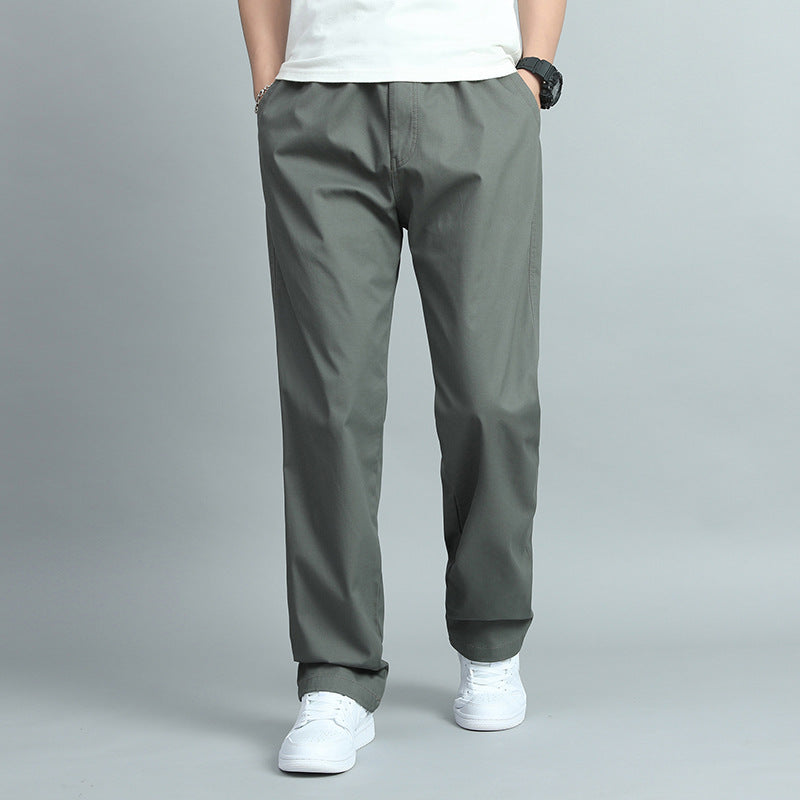 Men's Cotton Chino Pants – Elastic Waistband, Woven Fabric