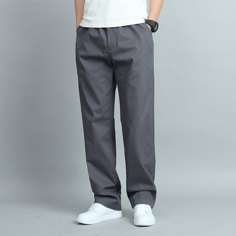 Men's Cotton Chino Pants – Elastic Waistband, Woven Fabric