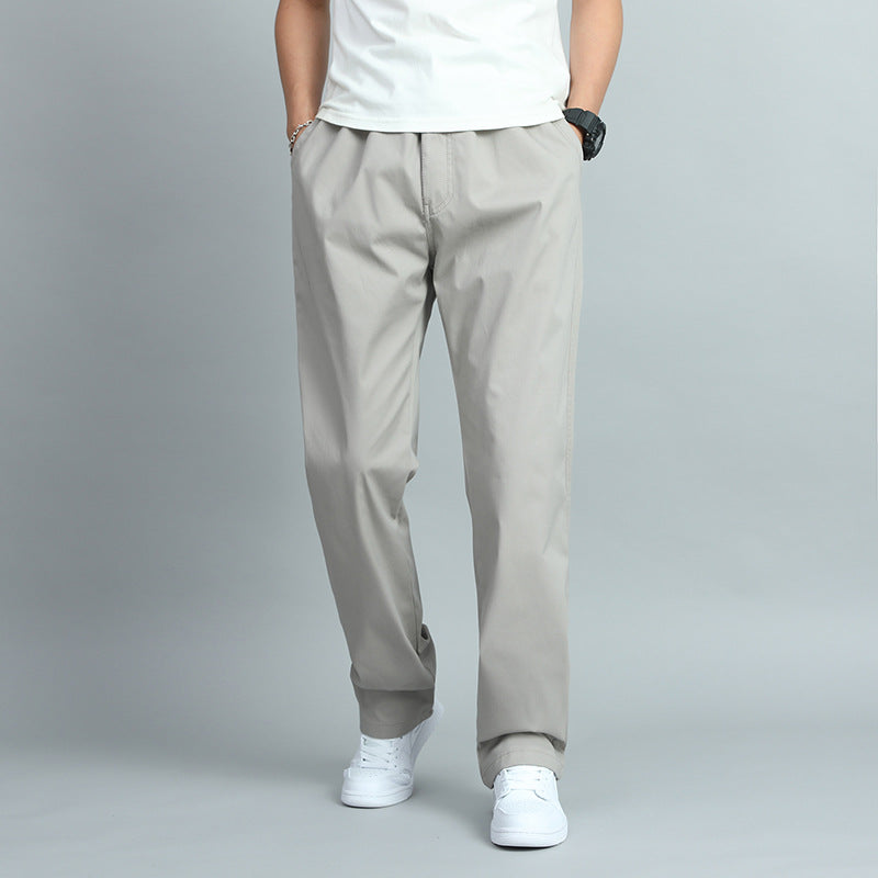 Men's Cotton Chino Pants – Elastic Waistband, Woven Fabric