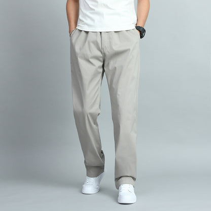 Men's Cotton Chino Pants – Elastic Waistband, Woven Fabric