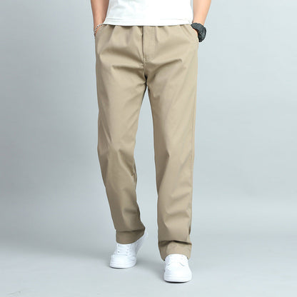 Men's Cotton Chino Pants – Elastic Waistband, Woven Fabric