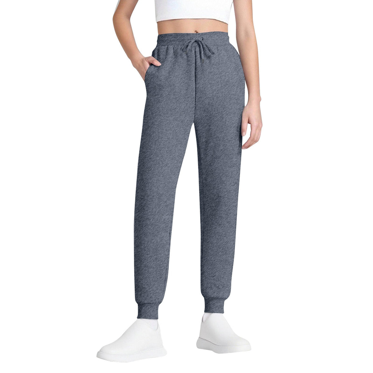 Women's Joggers – High-Waisted, Drawstring, Soft Cotton Blend
