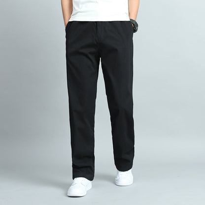 Men's Cotton Chino Pants – Elastic Waistband, Woven Fabric