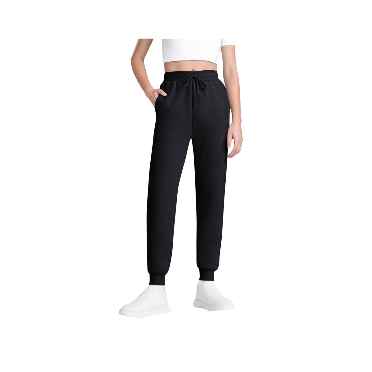 Women's Joggers – High-Waisted, Drawstring, Soft Cotton Blend