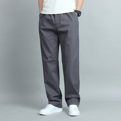 Men's Cotton Chino Pants – Elastic Waistband, Woven Fabric