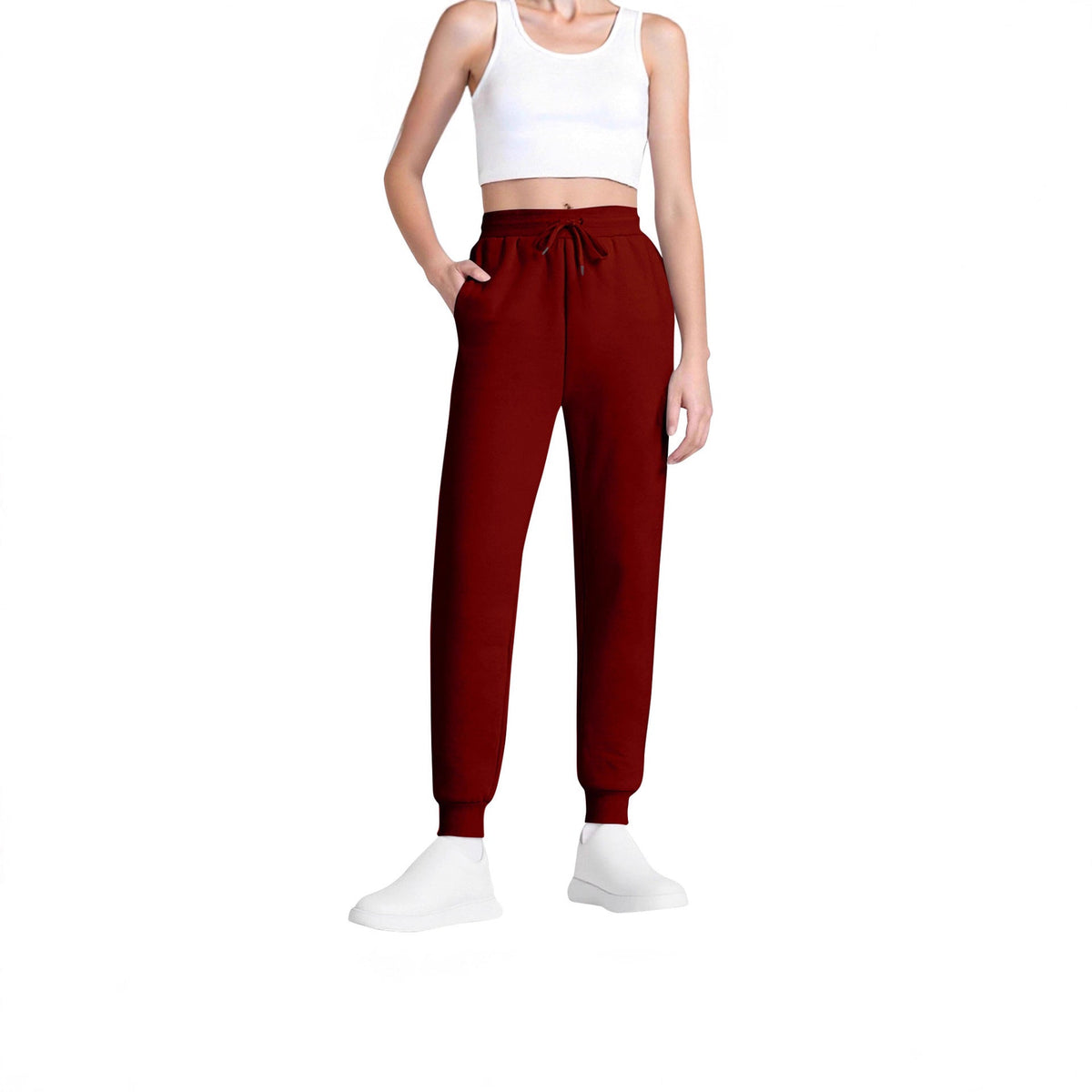 Women's Joggers – High-Waisted, Drawstring, Soft Cotton Blend