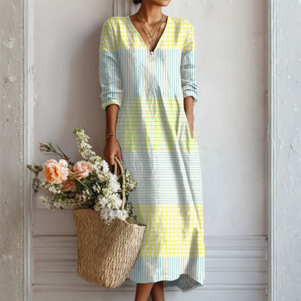 Women's Vintage Abstract Linen Dress