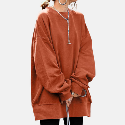 Women's Oversized Crewneck Cotton Blend Sweatshirt