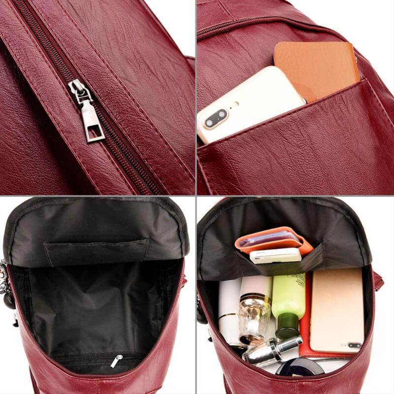 Premium Water-Resistant Leather Backpack for Women 8