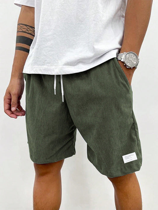 Men's Ribbed Shorts Drawstring Relaxed Fit