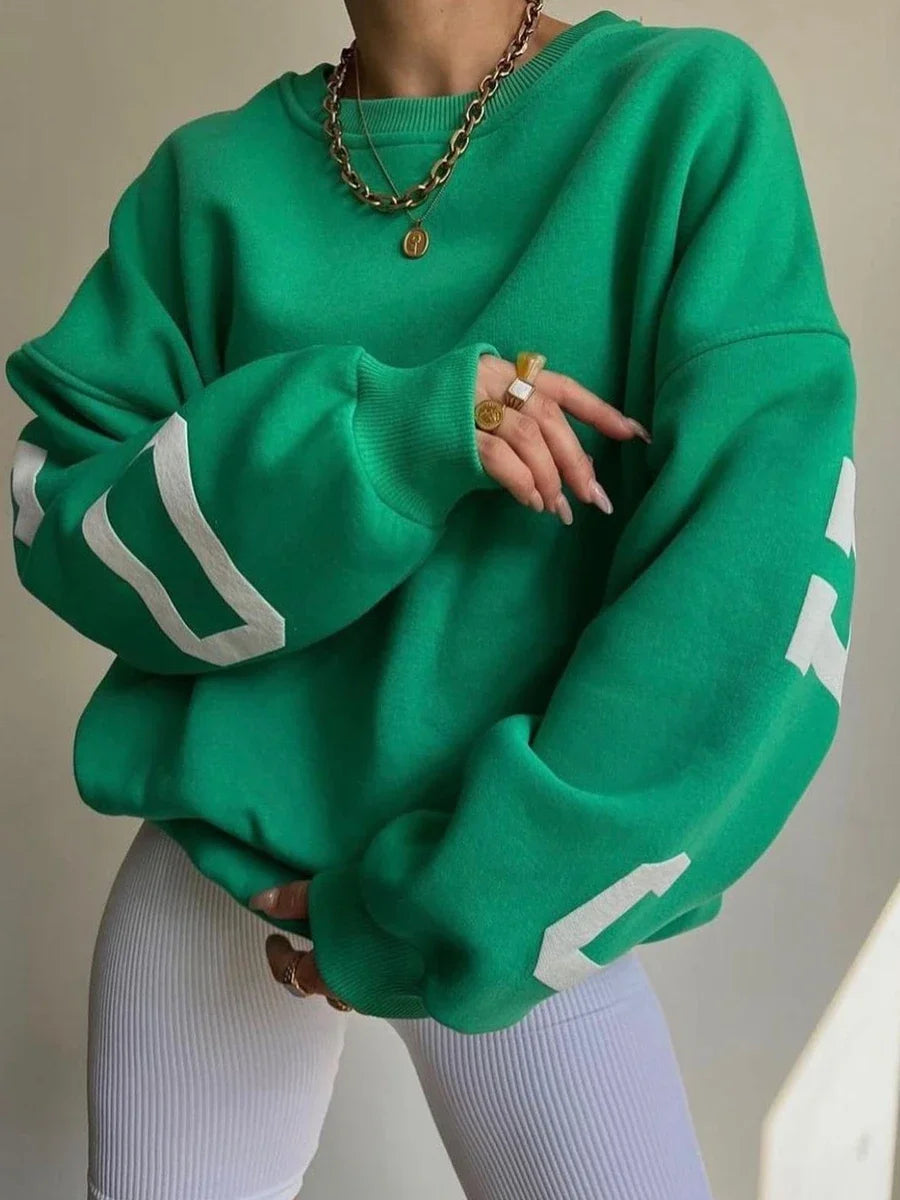 Women's Oversized Sweatshirt – Graphic Print Drop Shoulder