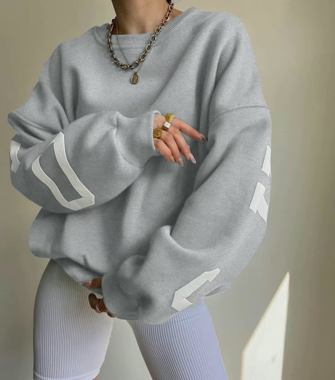 Women's Oversized Sweatshirt – Graphic Print Drop Shoulder