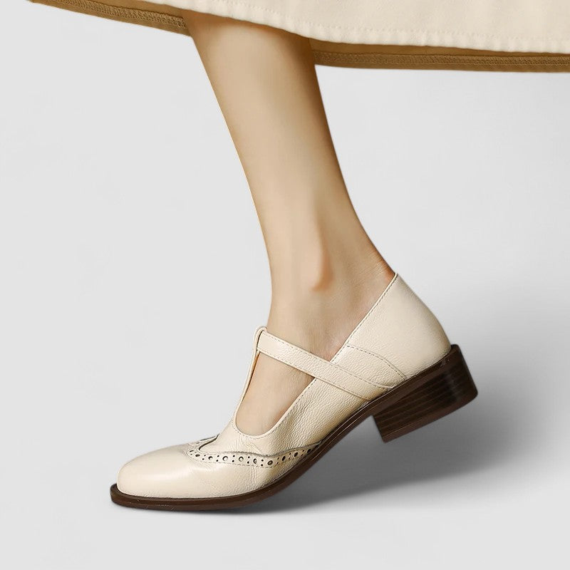 Women's Mary Jane Flats – Buckle Strap, Perforated