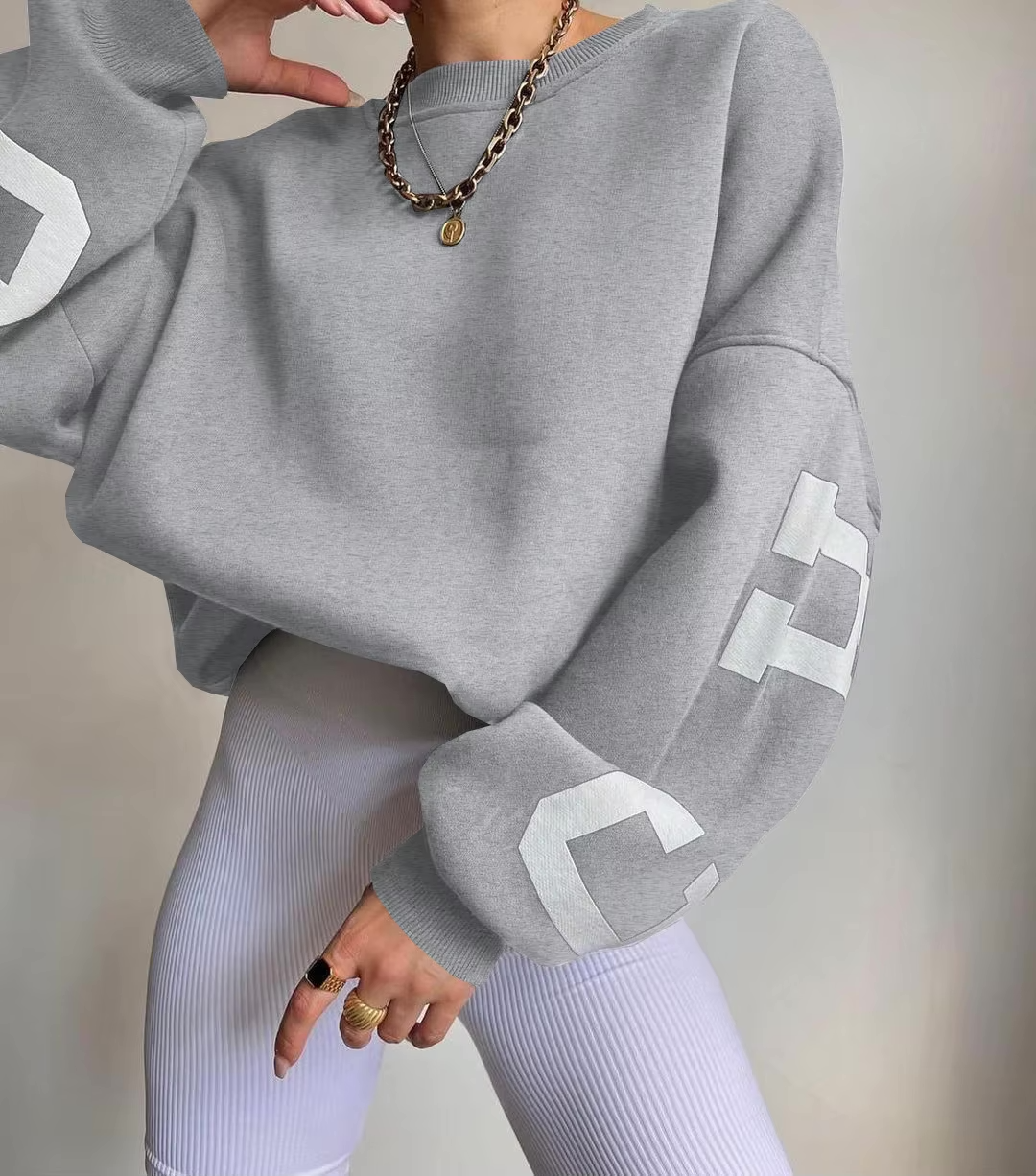 Women's Oversized Sweatshirt – Graphic Print Drop Shoulder